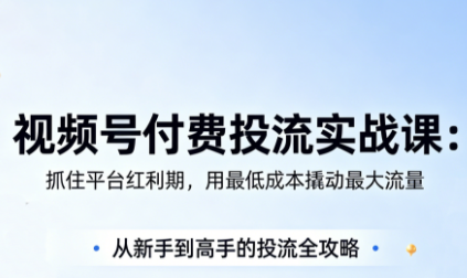 渔财老师·视频号付费投流实战课(更新5月)-智云网创 - 网创副业项目资源站