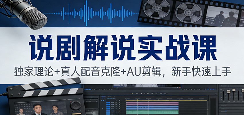 说剧解说实战课：独家理论+真人配音克隆+AU剪辑，新手快速上手-智云网创 - 网创副业项目资源站