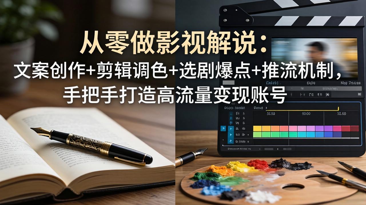 从零做影视解说:文案创作+剪辑调色+选剧爆点+推流机制,手把手打造高流量变现账号-智云网创 - 网创副业项目资源站