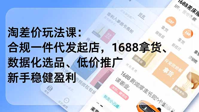 淘差价玩法课:合规一件代发起店,1688拿货、数据化选品、低价推广,新手稳健盈利(更新4月-智云网创 - 网创副业项目资源站
