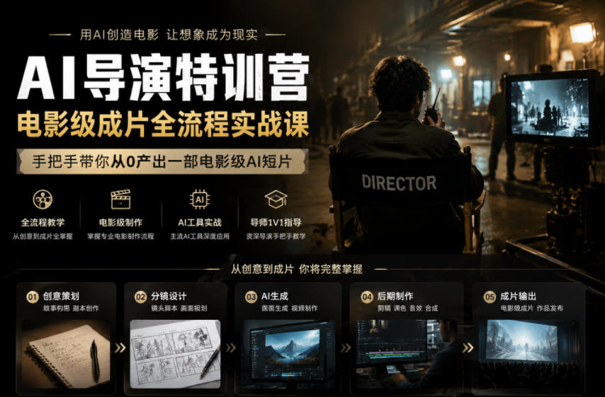 AI导演特训营，电影级成片全流程实战课，手把手带你从0产出一部电影级AI短片-智云网创 - 网创副业项目资源站