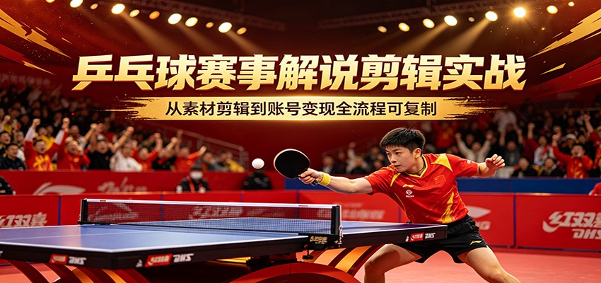 乒乓球赛事解说剪辑实战，从素材剪辑到账号变现全流程可复制-智云网创 - 网创副业项目资源站