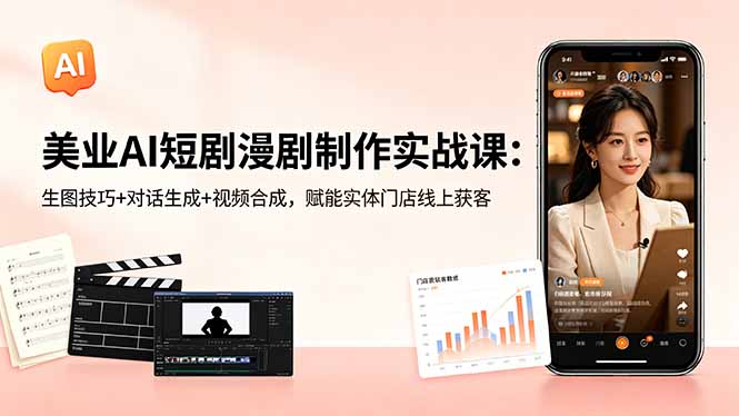 美业AI短剧漫剧制作实战课:生图技巧+对话生成+视频合成,赋能实体门店线上获客-智云网创 - 网创副业项目资源站