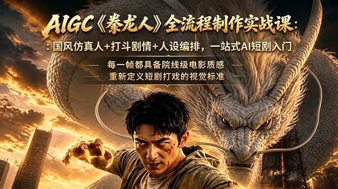 （18849期）AIGC《豢龙人》全流程制作实战课：国风仿真人+打斗剧情+人设编排，一站式AI短剧入门-智云网创 - 网创副业项目资源站