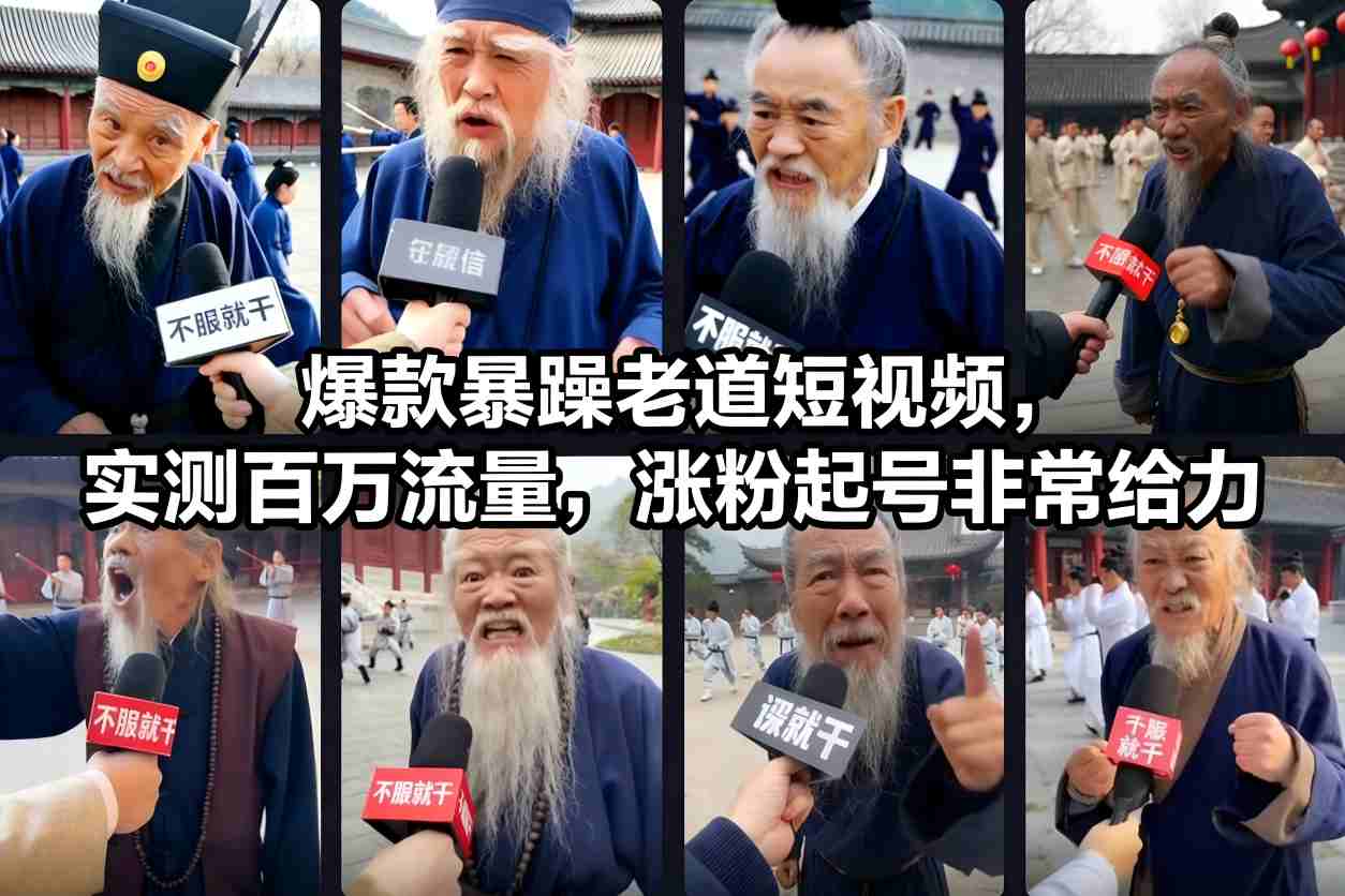 爆款暴躁老道短视频,实测百万流量,涨粉起号非常给力 用AI复刻暴躁老道语录视频,21条作品涨粉8.8W,保姆级Sora2制作教学-智云网创 - 网创副业项目资源站