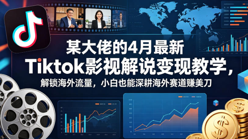 某大佬的4月最新Tiktok影视解说变现教学，解锁海外流量，小白也能深耕海外赛道賺美刀（更新）-智云网创 - 网创副业项目资源站
