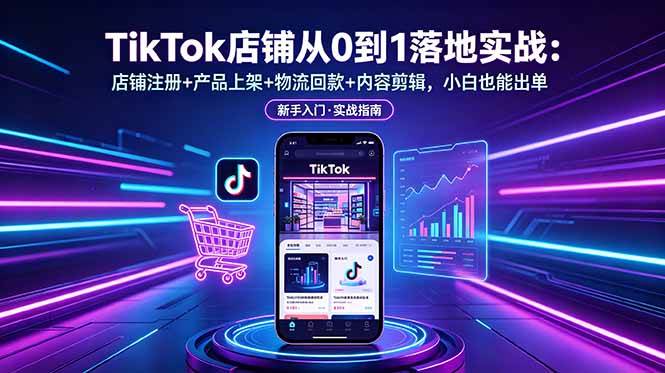 （18862期）TikTok店铺从0到1落地实战：店铺注册+产品上架+物流回款+内容剪辑，小白也能出单-智云网创 - 网创副业项目资源站