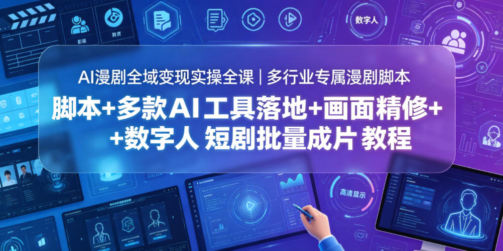 AI漫剧全域变现实操全课|多行业专属漫剧脚本+多款AI工具落地+画面精修+数字人短剧批量成片全教程-智云网创 - 网创副业项目资源站