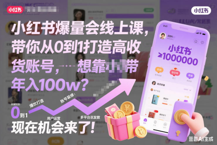 小红书爆量会线上课，带你从0到1打造高收益带货账号，想靠小红书带货年入100w？现在机会来了！（更新）-智云网创 - 网创副业项目资源站