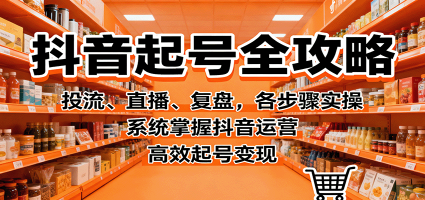 抖音起号全攻略，投流、直播、复盘，各步骤实操，系统掌握抖音运营，高效起号变现-智云网创 - 网创副业项目资源站