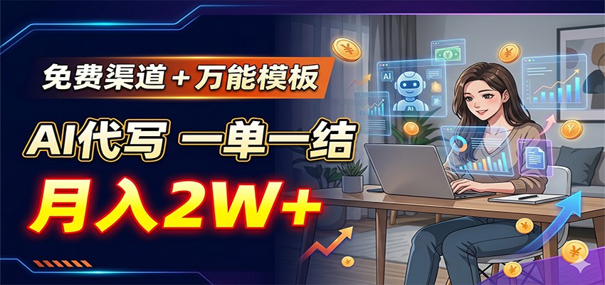 免费渠道+万能模板,AI代写一单一结,月入2W+-智云网创 - 网创副业项目资源站