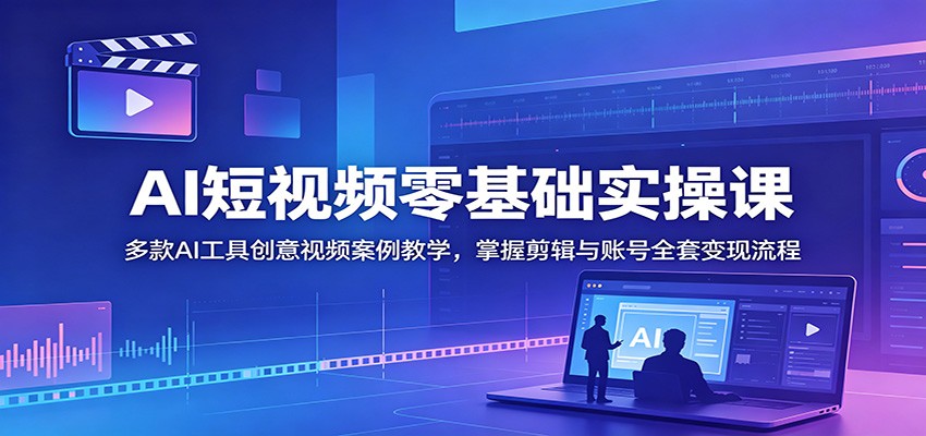 AI短视频零基础实操课：多款AI工具创意视频案例教学，掌握剪辑与账号全套变现流程-智云网创 - 网创副业项目资源站