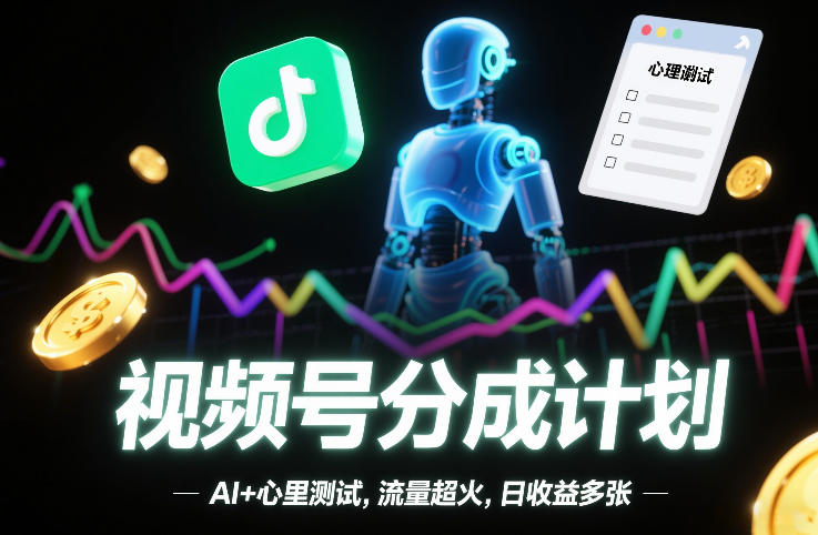 视频号分成计划,AI+心里测试,流量超火,日收益多张-智云网创 - 网创副业项目资源站