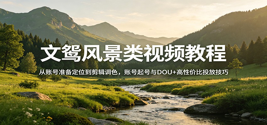 风景视频创作教程：从账号准备定位到剪辑调色，账号起号与DOU+高性价比投放技巧-智云网创 - 网创副业项目资源站