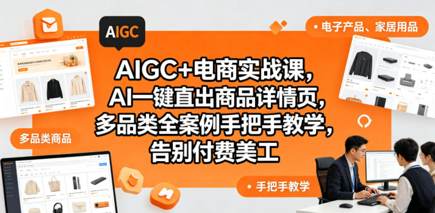 AIGC+电商实战课,AI一键直出商品详情页,多品类全案例手把手教学,告别付费美工-智云网创 - 网创副业项目资源站