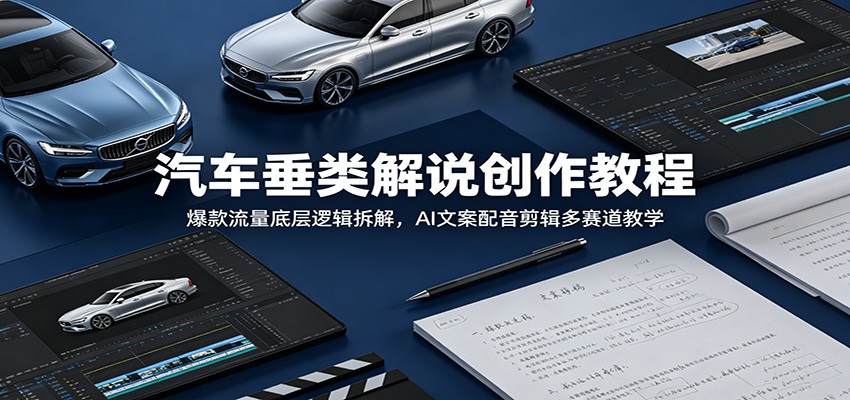 汽车垂类解说创作教程:爆款流量底层逻辑拆解,AI文案配音剪辑多赛道教学-智云网创 - 网创副业项目资源站