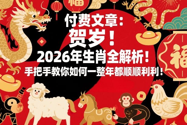 付费文章:贺岁!2026年生肖全解析!手把手教你如何一整年都顺顺利利!-智云网创 - 网创副业项目资源站