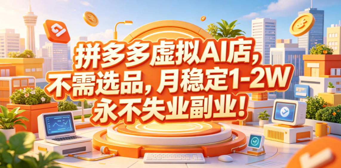 拼多多虚拟AI店,不需选品,月稳定1-2W,永不失业副业!【揭秘】-智云网创 - 网创副业项目资源站