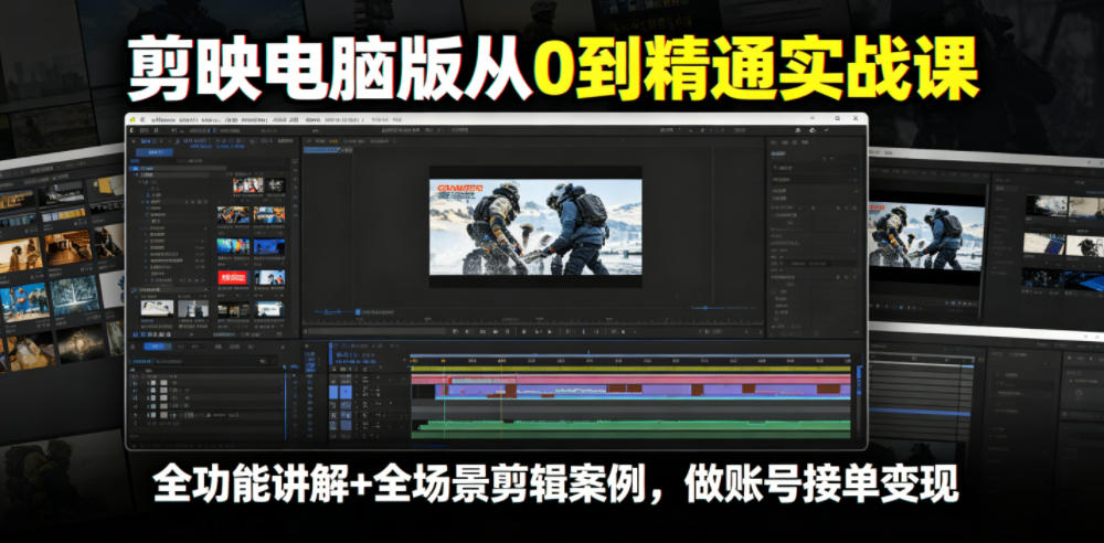 剪映电脑版从0到精通实战课，全功能讲解+全场景剪辑案例，做账号接单变现-智云网创 - 网创副业项目资源站