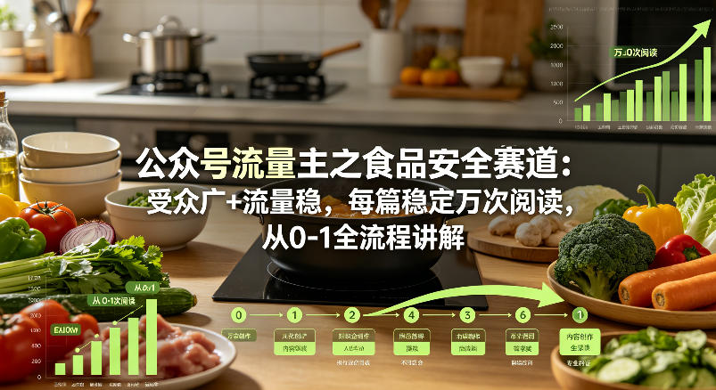 公众号流量主之食品安全赛道，受众广+流量稳，每篇作品稳定万次阅读，从0-1全流程讲解-智云网创 - 网创副业项目资源站