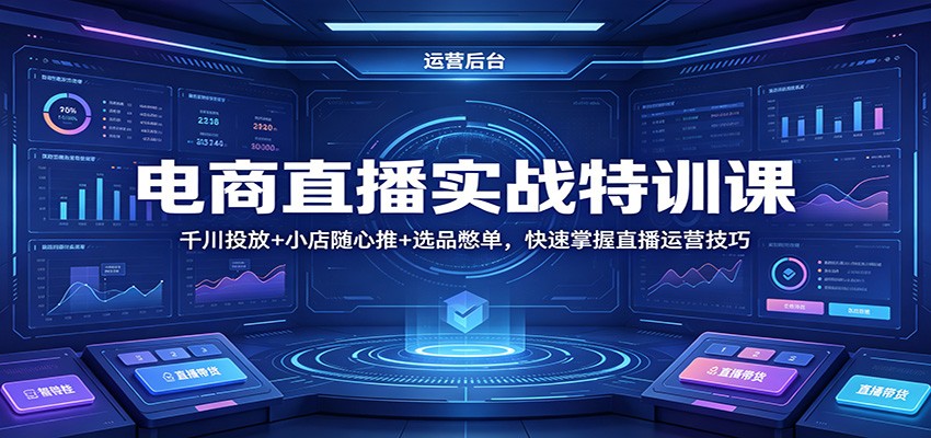 电商直播实战特训课:千川投放+小店随心推+选品憋单,快速掌握直播运营技巧-智云网创 - 网创副业项目资源站