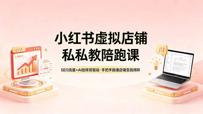 小红书虚拟店铺私教陪跑课,SEO流量+AI创作双驱动,手把手跑通店铺变现闭环-智云网创 - 网创副业项目资源站