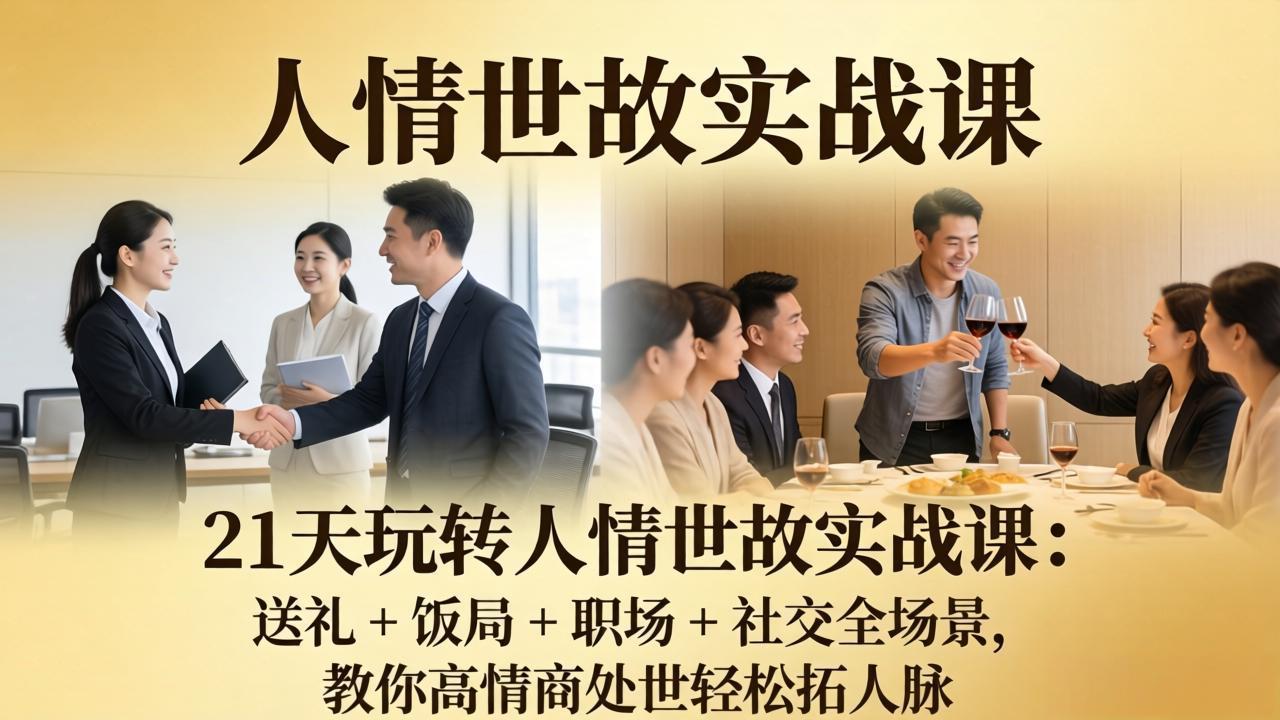 21 天玩转人情世故实战课:送礼 + 饭局 + 职场 + 社交全场景,教你高情商处世轻松拓人脉-智云网创 - 网创副业项目资源站
