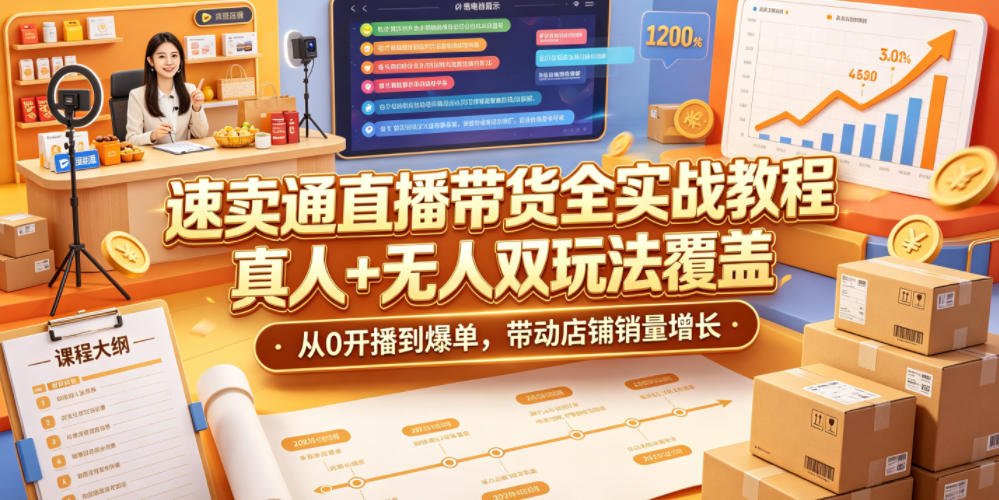速卖通直播带货全实战教程,真人+无人双玩法覆盖,从0开播到爆单,带动店铺销量增长-智云网创 - 网创副业项目资源站