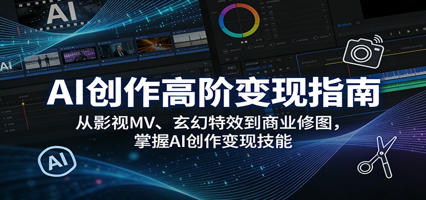AI创作高阶变现指南：从影视MV、玄幻特效到商业修图，掌握AI创作变现技能-智云网创 - 网创副业项目资源站
