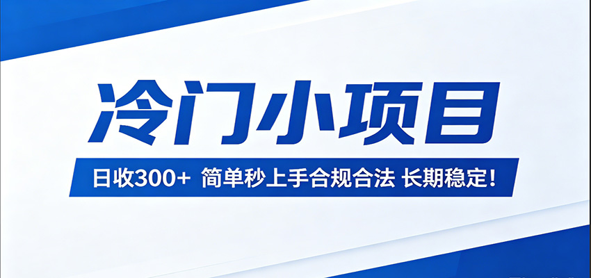 冷门小项目,日收300+,简单秒上手合规合法,长期稳定!-智云网创 - 网创副业项目资源站