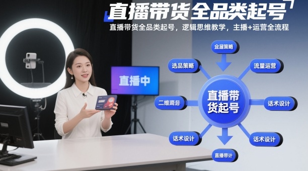 直播带货全品类起号,逻辑思维教学,主播+运营全流程-智云网创 - 网创副业项目资源站