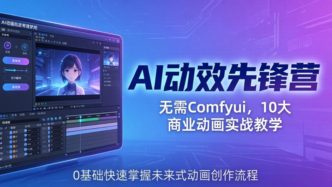 AI 动效先锋营：无需Comfyui，10大商业动画实战教学，0基础快速掌握未来式动画创作流程-智云网创 - 网创副业项目资源站
