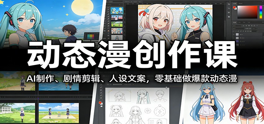 动态漫创作课：AI制作、剧情剪辑、人设文案，零基础做爆款动态漫-智云网创 - 网创副业项目资源站