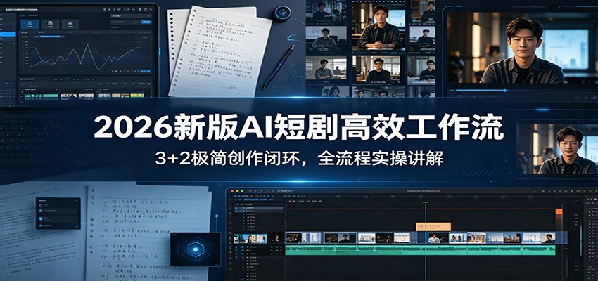 2026新版AI短剧高效工作流:3+2极简创作闭环,全流程实操讲解-智云网创 - 网创副业项目资源站