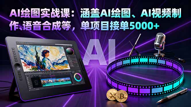 AI绘图实战课:涵盖AI绘图、AI视频制作、语音合成等,单项目接单5000+-智云网创 - 网创副业项目资源站