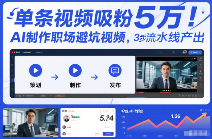 单条视频吸粉5W！AI制作职场避坑视频，3步流水线产出-智云网创 - 网创副业项目资源站