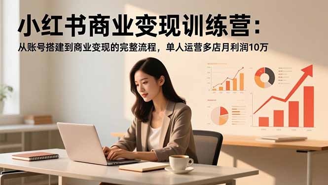 小红书商业变现训练营：从账号搭建到商业变现的完整流程，单人运营多店月利润10万-智云网创 - 网创副业项目资源站