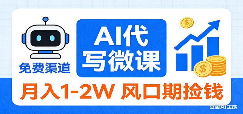 2026告别打工！AI 代写微课，提供免费渠道，月入 1-2W 风口期捡钱-智云网创 - 网创副业项目资源站