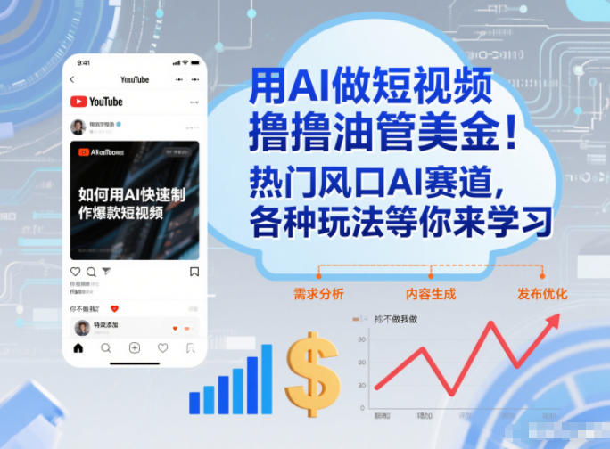 用AI做短视频撸油管美金,热门风口AI赛道,你不做我做,各种玩法等你来学习-智云网创 - 网创副业项目资源站