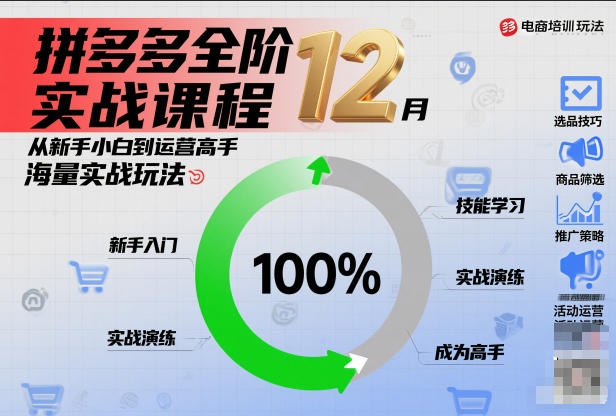 拼多多全阶实战课程12月,从新手小白到运营高手,海量实战玩法-智云网创 - 网创副业项目资源站