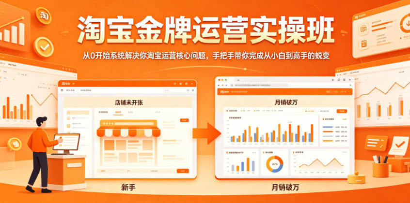 淘宝金牌运营实操班,从0开始系统解决你淘宝运营核心问题,手把手带你完成从小白到高手的蜕变-智云网创 - 网创副业项目资源站