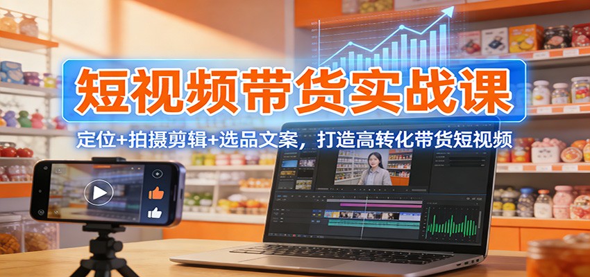短视频带货实战课:定位+拍摄剪辑+选品文案,打造高转化带货短视频-智云网创 - 网创副业项目资源站
