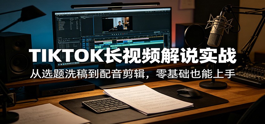 TIKTOK长视频解说实战：从选题洗稿到配音剪辑，零基础也能上手-智云网创 - 网创副业项目资源站