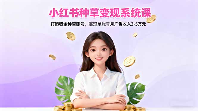 小红书种草变现系统课:打造吸金种草账号,实现单账号月广告收入3-5万元-智云网创 - 网创副业项目资源站