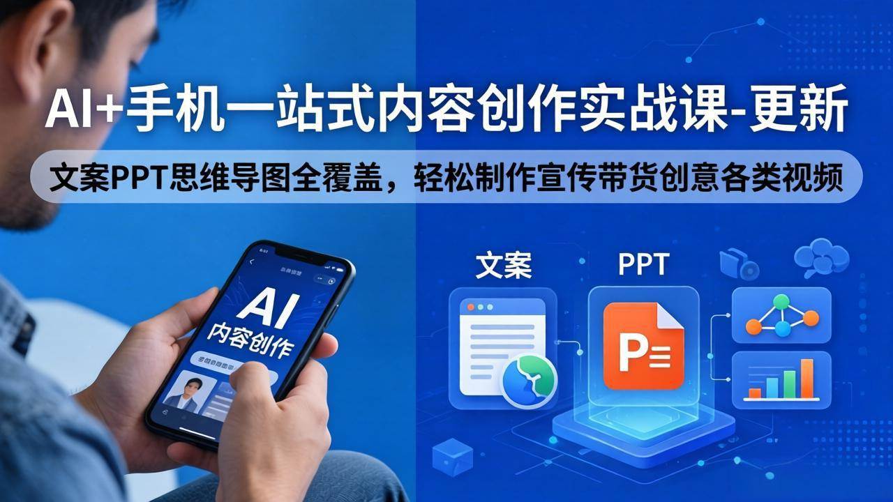 (18204期)AI+手机一站式内容创作实战课-更新,文案PPT思维导图全覆盖,轻松制作宣传带货创意各类视频-智云网创 - 网创副业项目资源站