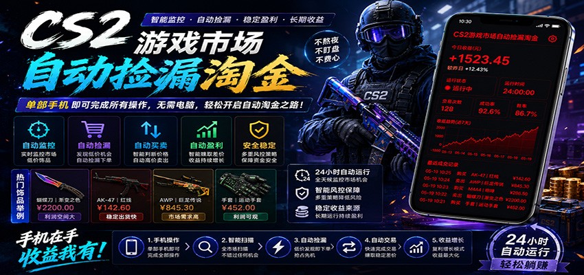 CSGO挂机捡漏项目通过利用游戏饰品交易机制,结合薄凉软件辅助捡漏,实现盈利-智云网创 - 网创副业项目资源站