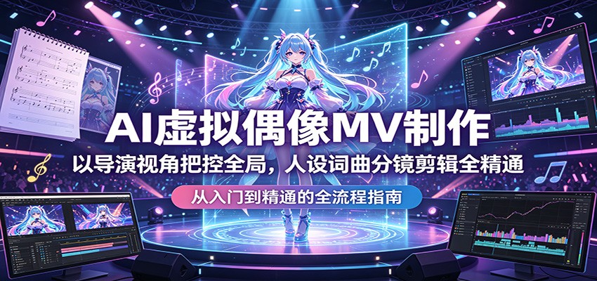 AI虚拟偶像MV制作：以导演视角把控全局，人设词曲分镜剪辑全精通-智云网创 - 网创副业项目资源站