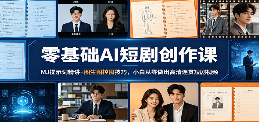 零基础AI短剧创作课:MJ提示词精讲+图生图控图技巧,小白从零做出高清连贯短剧视频-智云网创 - 网创副业项目资源站