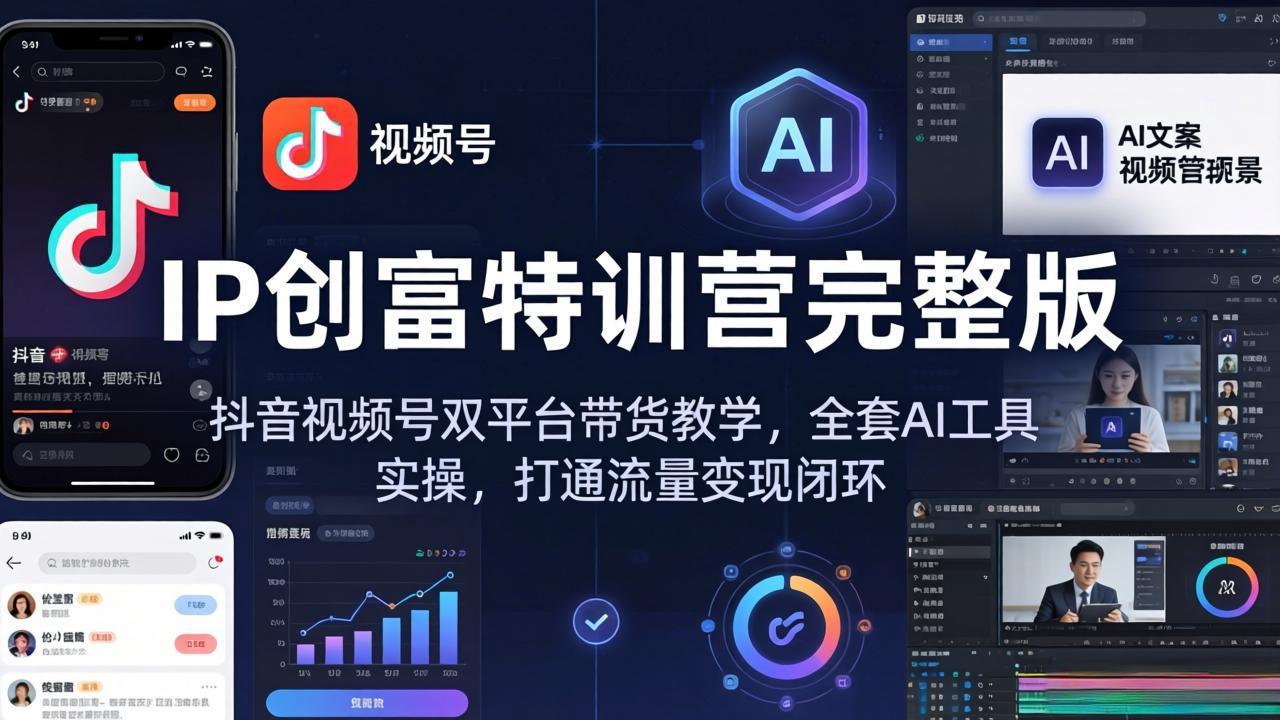 IP创富特训营完整版:抖音视频号双平台带货教学,全套AI工具实操,打通流量变现闭环-智云网创 - 网创副业项目资源站