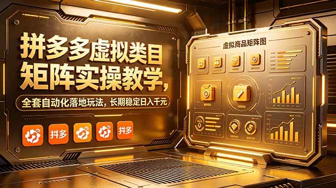(18847期)拼多多虚拟类目矩阵实操教学,全套自动化落地玩法,长期稳定日入千元-智云网创 - 网创副业项目资源站